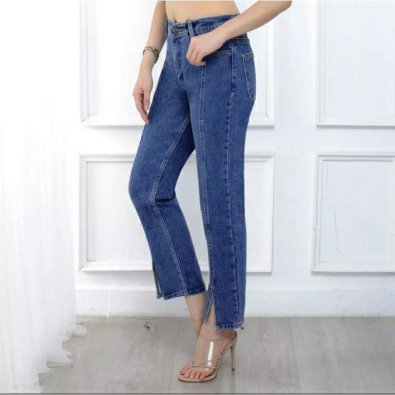 CELANA BOYFRIEND WANITA/BOYFRIEND KULOT JEANS/BF LINE WARN LIGHT dan Navy