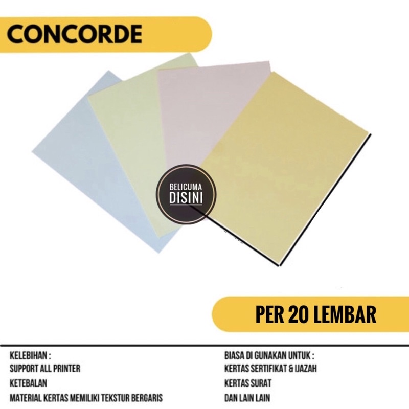 Jual Kertas Karton Concorde F4 A4 220 Gram Konkort Concord Serat