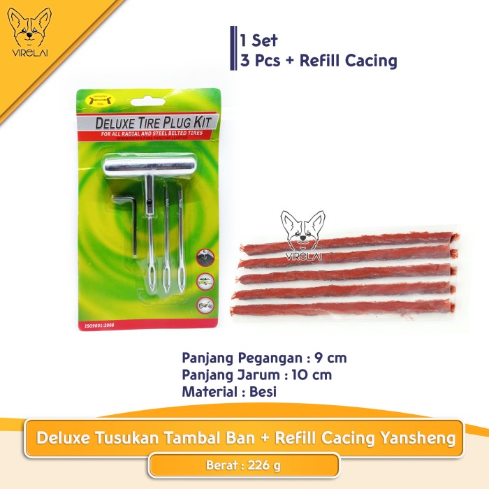 Deluxe Tusukan Tambal Ban All Metal Besi [Yansheng] + Refill Cacing