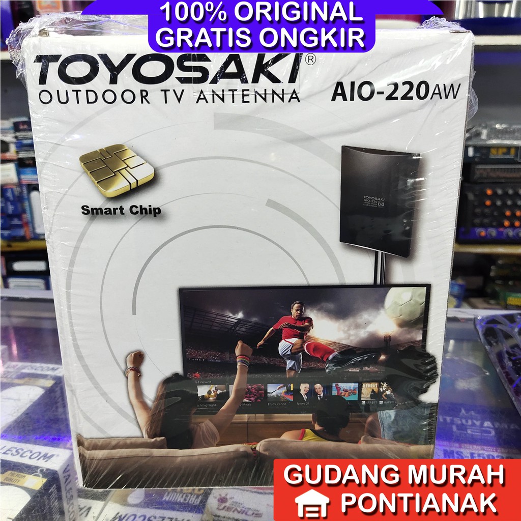 Antena TV Toyosaki AIO 220 Indoor / Outdoor Luar dalam rumah Smart chip digital analog bersih bening