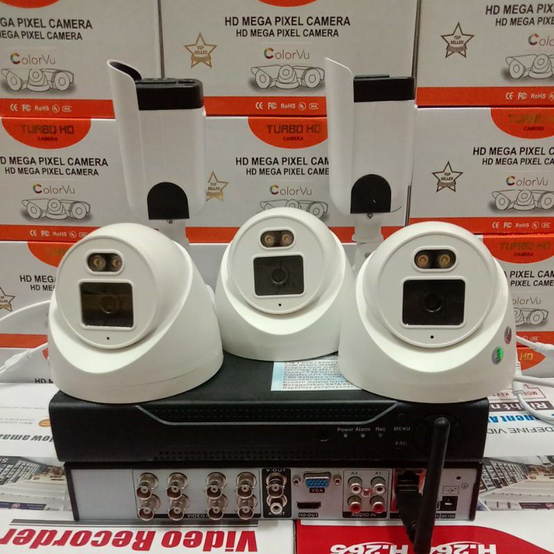 PAKET CCTV 8 CHANNEL 5 CAMERA AHD COLORVU 6MP 1080P GARANSI 2 TAHUN