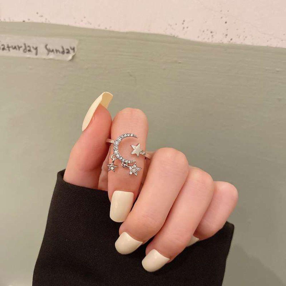 Mxbeauty Wanita Cincin Tidak Teratur Menawan Terbuka Rings Bulan Geometris Gadis Hadiah Fashion Perhiasan