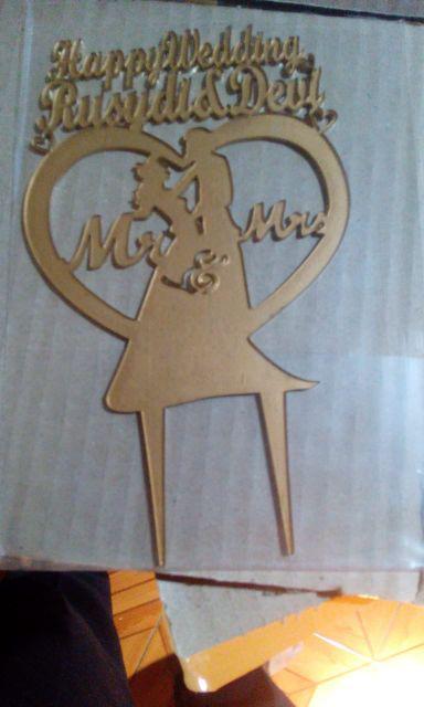 Topper Hiasan Kue Tart Atau Untuk Pajangan Dekorasi Unik Warna Gold