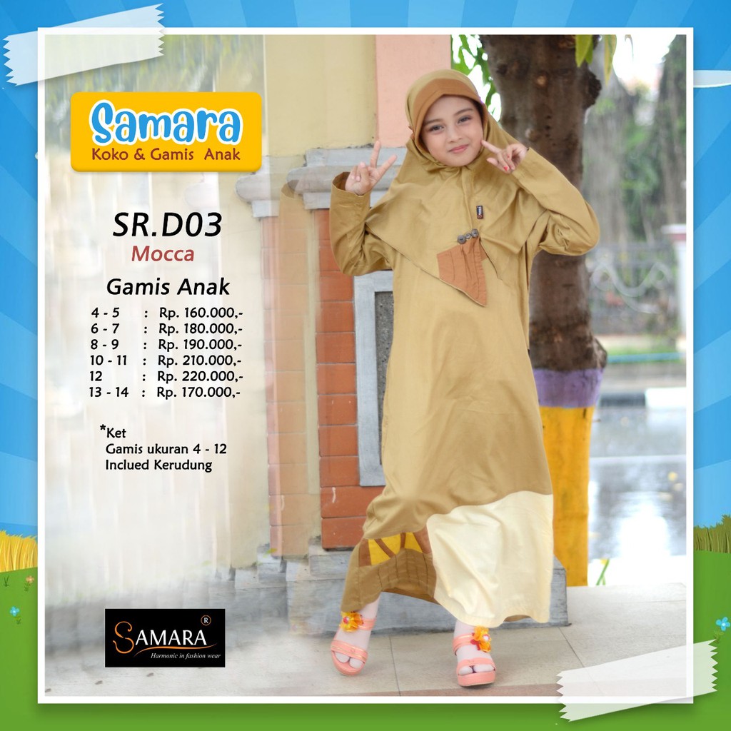 Gamis / Baju Muslim Anak Perempuan usia 2-4-6-8-9-10-11-12 tahun