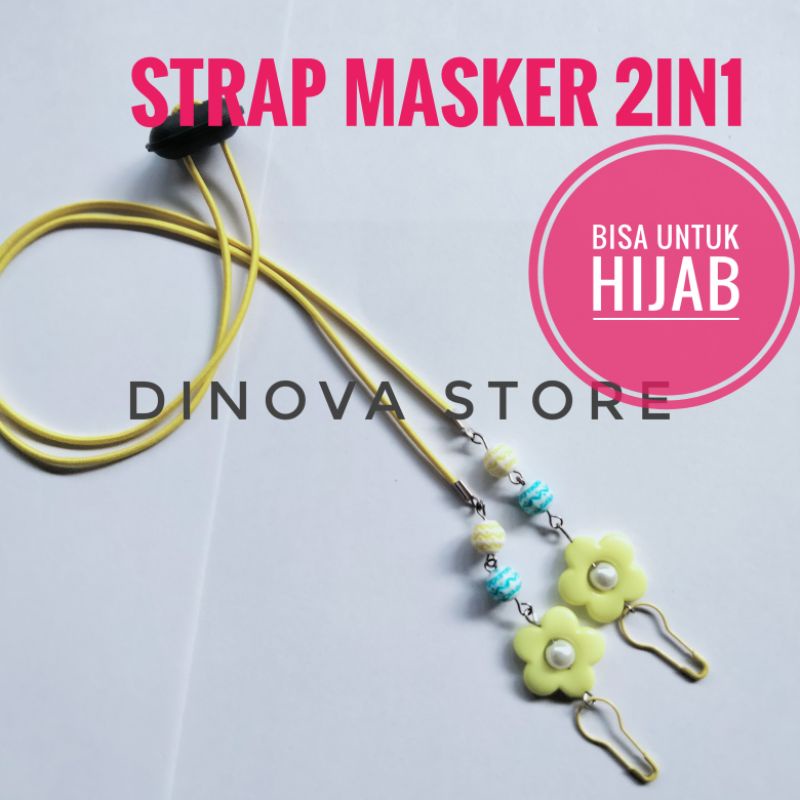 Strap masker 2in1 MUTIARA WARNA/konektor masker 2in1/tali masker/