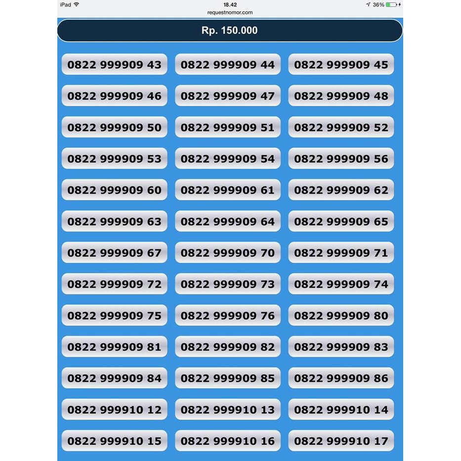 NOMOR CANTIK SIMPATI 0822 9999 XXXX