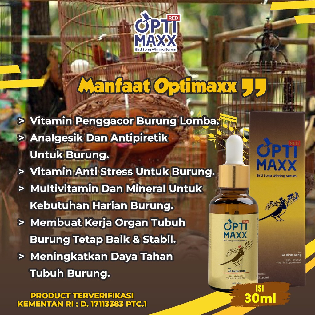 Paket Juara 2 Botol Optimaxx - Original Optimax Multivitamin Penggacor Gacor Burung Kicau Lovebird Murai Cucak Ijo Jalak Suren Love Bird ATP Masteran Antri Stres Burung Isi 30ml-4