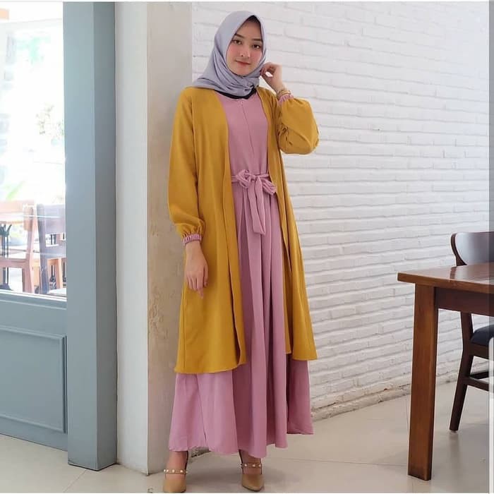 Super Murah Gamis Muslim Syari + Khimar | CAROLINE AQ002 | Gaun Wanita