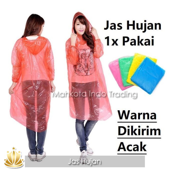 Jas Hujan SEKALI PAKAI PLASTIK TIPIS Universal Disposable Raincoat