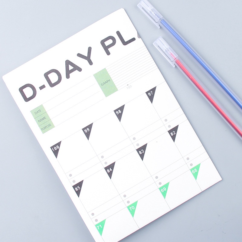 100 Day Countdown Calendar Learning Schedule Periodic Planner Office Shoocl Supply