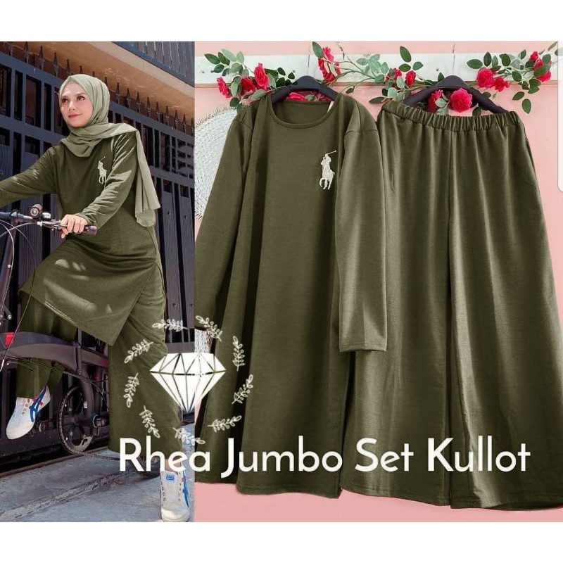 ( L - XXL ) SET SETELAN CELANA KULOT TUNIK RHEA JUMBO BIGSIZE BABITERRY KR ADA VIDEO REAL PICT