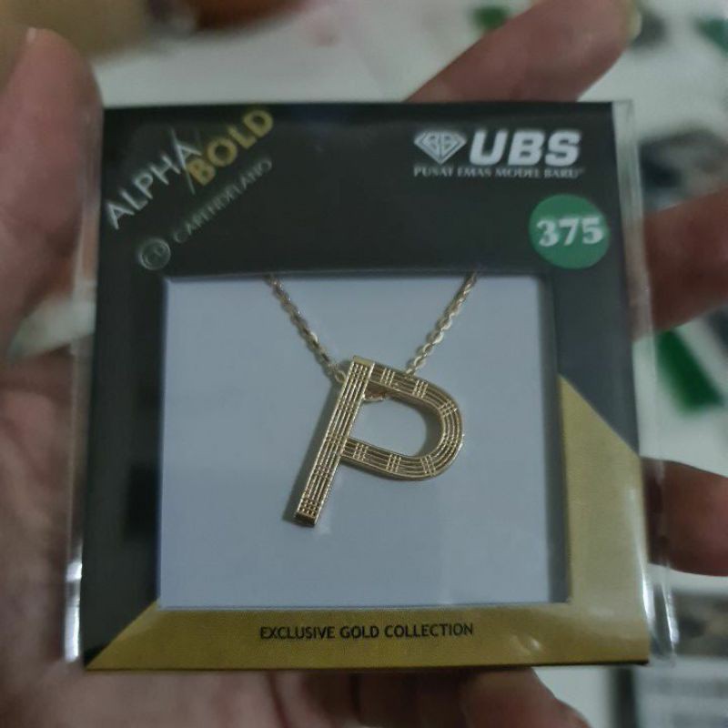 Kalung Alpha Bold huruf P kadar 375 UBS