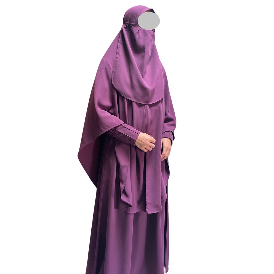 Haura Hijab Syari Gamis Setelan Khimar dan Cadar Meena Set Bahan Woolpeach Lux Size S - XXL-5