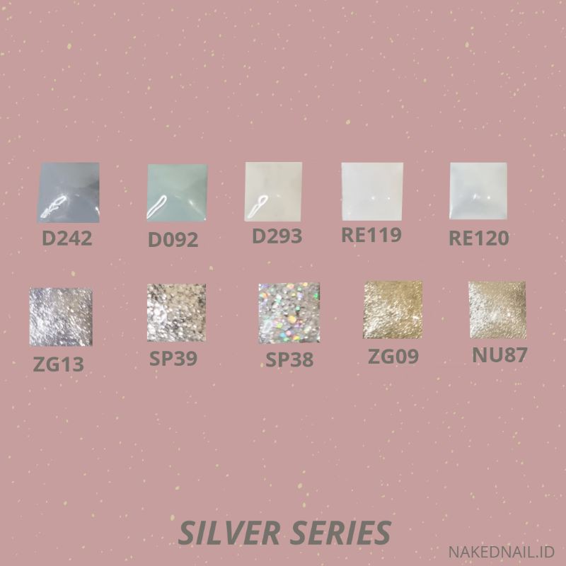 kutek Gel color silver series / seri silver kutek Gel nail Art NAKED