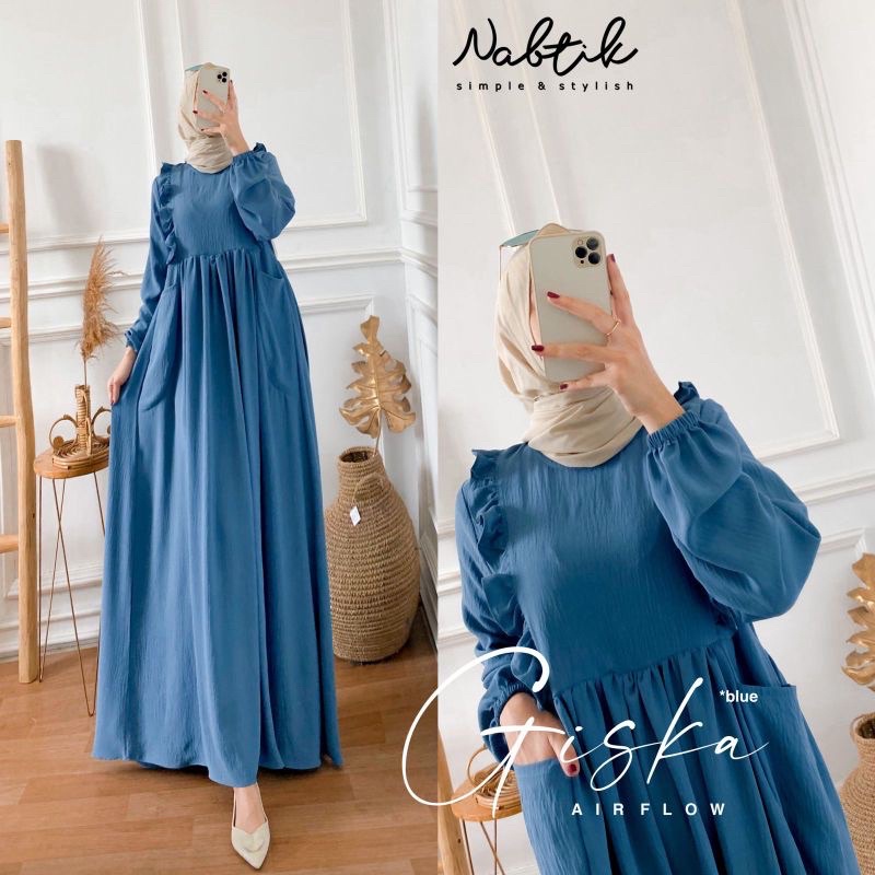 GAMIS CRINGKEL GISKA DRESS MAXY READY BAHAN CRINGKEL AIRFLOW POLOS BUKAN BAHAN URAGIRI