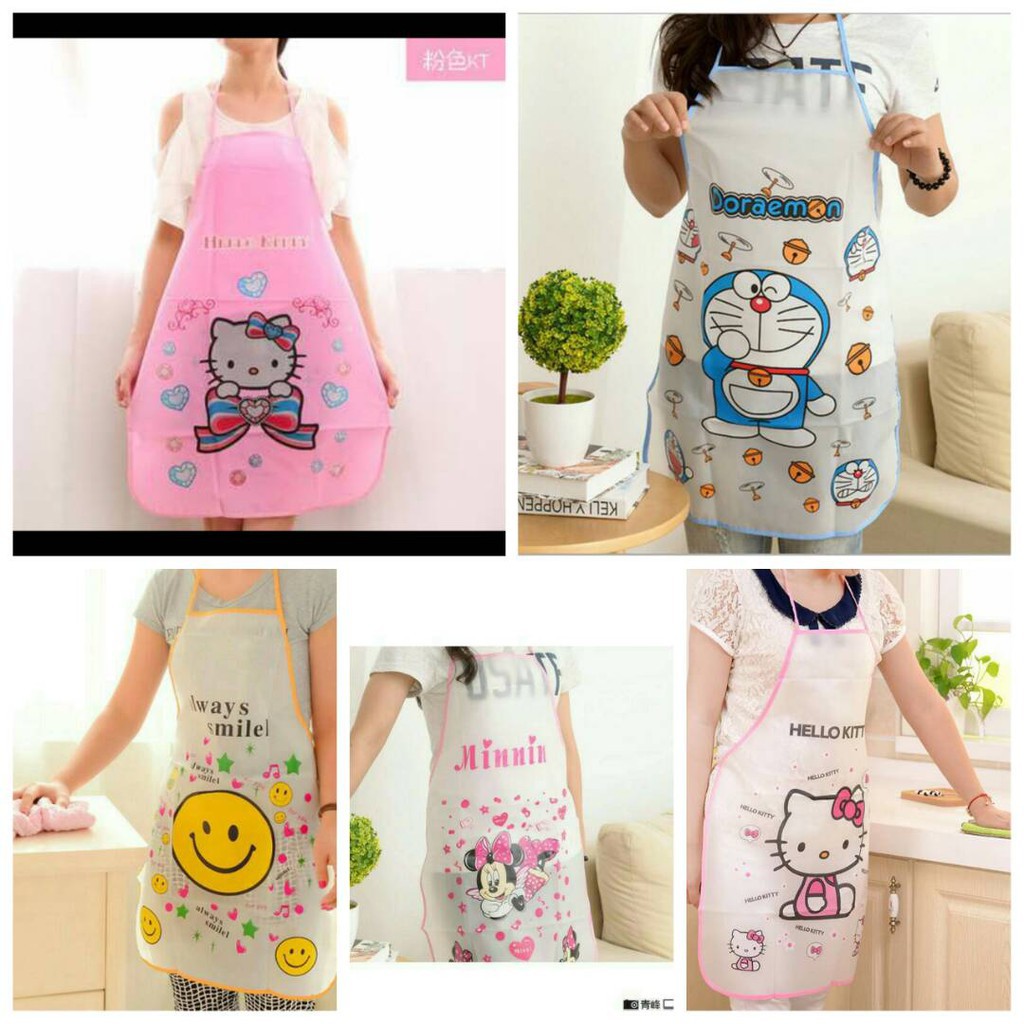 SHABRINA_FASHION!! Celemek Dapur Masak Anti Air Motif Karakter Lucu Unik