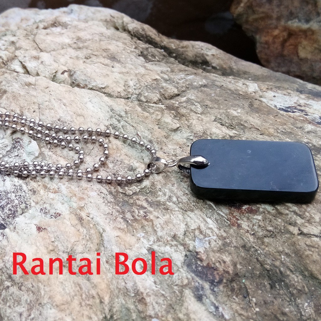 Kalung Liontin Giok  Black Jade Aceh Terapi Model Army