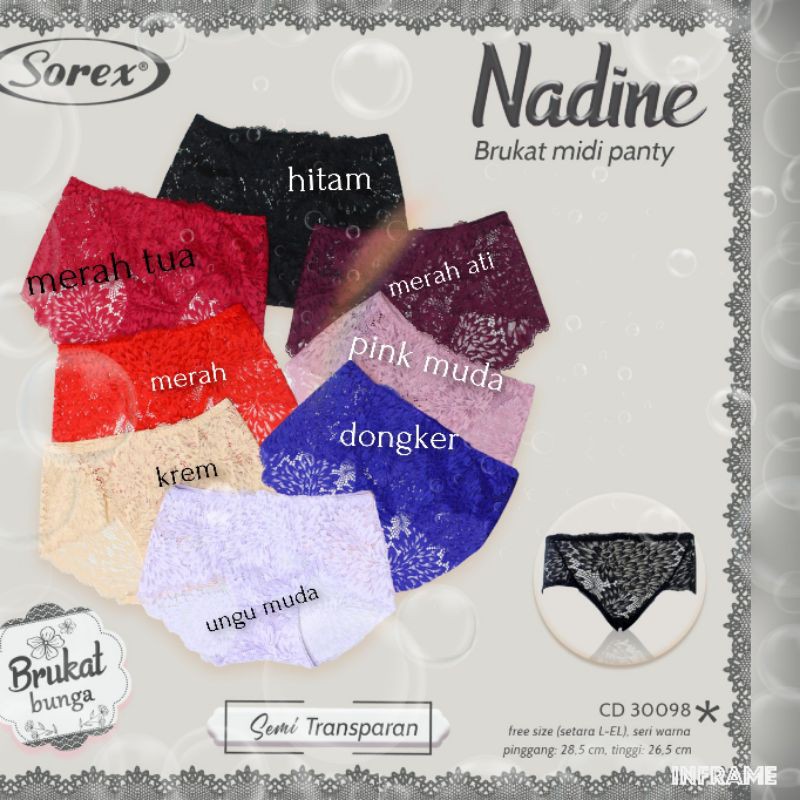 Sorex Brukat renda bruklat 30096/30099/30124/30125 celana dalam wanita free size ( setara L to XL)