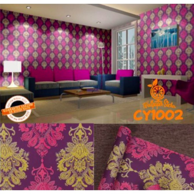 WALLPAPER DINDING  MOTIF SILVER GOLD  PINK UNGU HITAM  