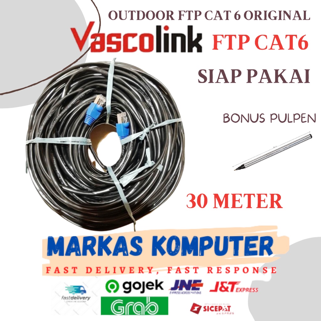 Kabel Lan Cat6 STP FTP 30m Outdoor High Speed Siap Pakai 30 Meter