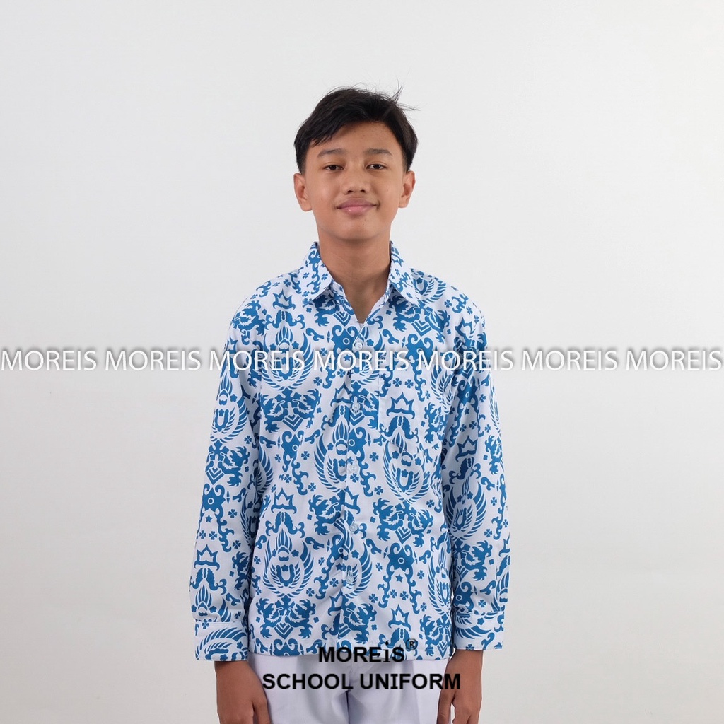 Seragam Batik Garuda Panjang Biru SD/MI/TK/PAUD