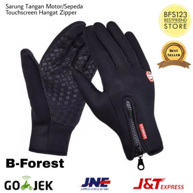 Sarung Tangan Motor Sepeda Touchscreen Resleting Zipper Windproof B-Forest