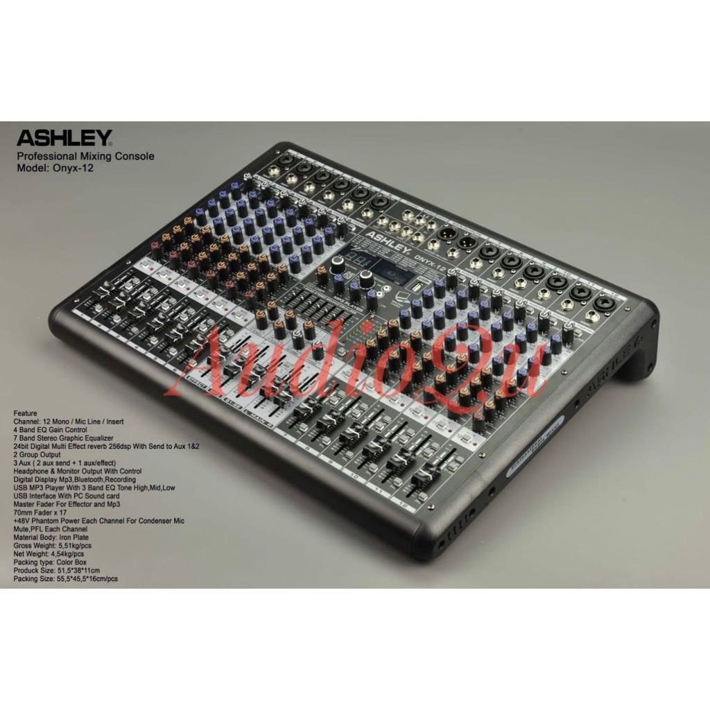 NEW MIXER AUDIO ASHLEY ONYX12 / ONYX 12 ORIGINAL 12CH USB-BLUETOOTH