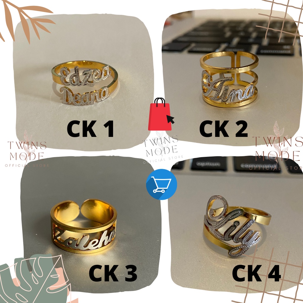 Cincin Request Nama Tersedia 2 Warna Gold Silver Perak Kilau Seperti Emas Asli Anti Karat