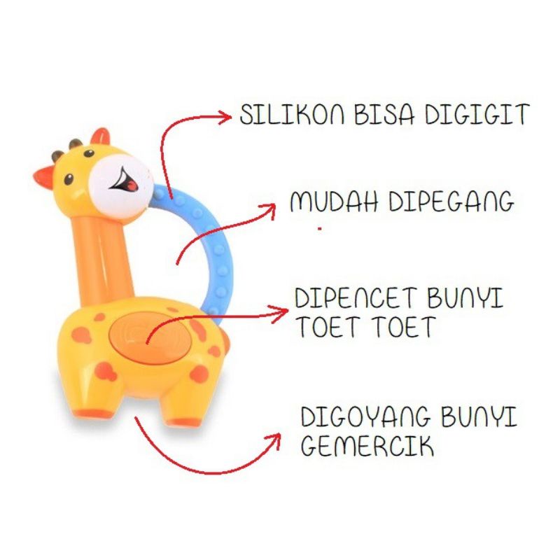 lov me❤Lusty Bunny Giraffe Rattle Teether DT 7104 Mainan Anak Bayi Gigitan Bisa Berbunyi- tulis keterangan motif varian