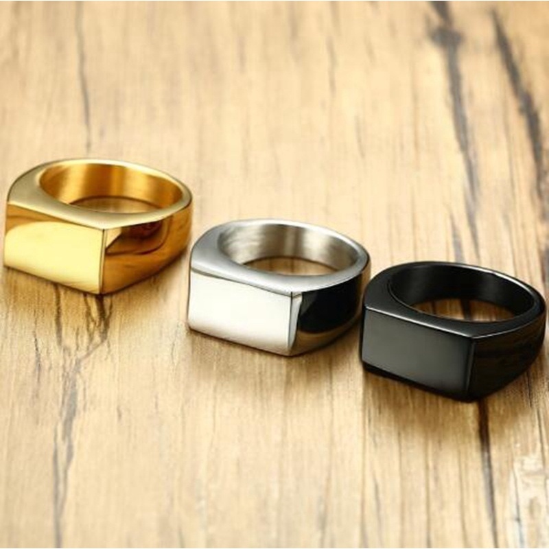 Cincin Bahan Stainless Steel Warna Hitam Emas Silver Untuk Pria