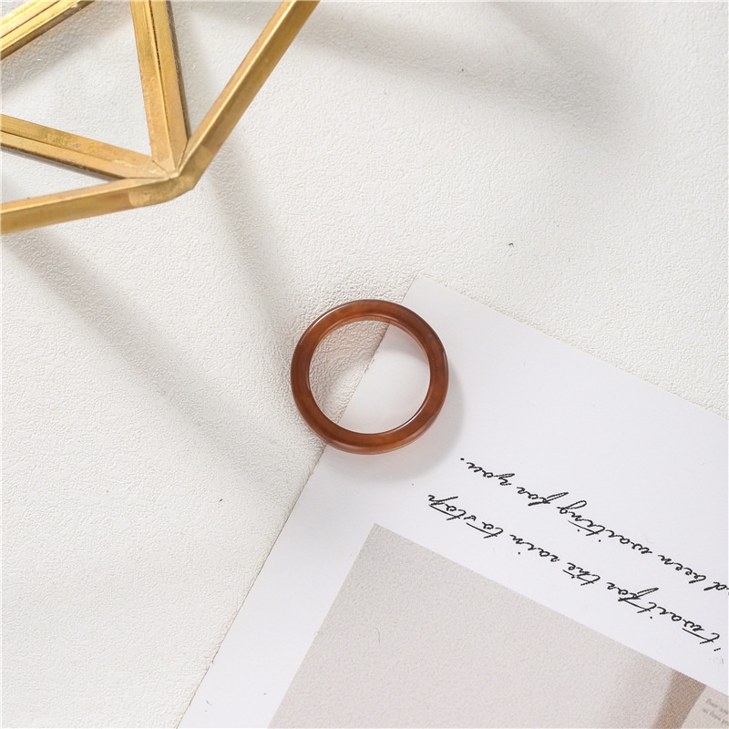 Korean Style Acetic Acid Amber Color Simple Style Women Rings for Girlfriend Gift