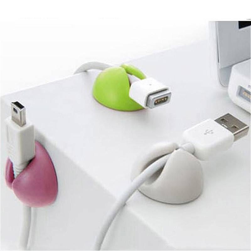 1pc Klip Bobbin Winder Organizer Kabel Usb / Mouse / Keyboard Warna Polos Untuk Meja Kantor