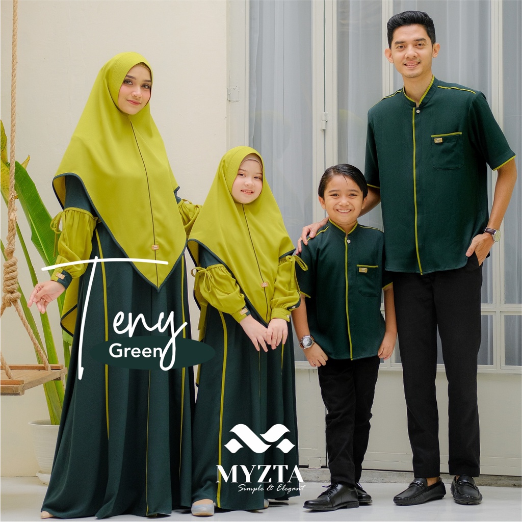 SARIMBIT MYZTA 2022 TENY GREEN SERAGAM KELUARGA GAMIS BAJU KOKO IBU AYAH ANAK LAKI LAKI PEREMPUAN WA