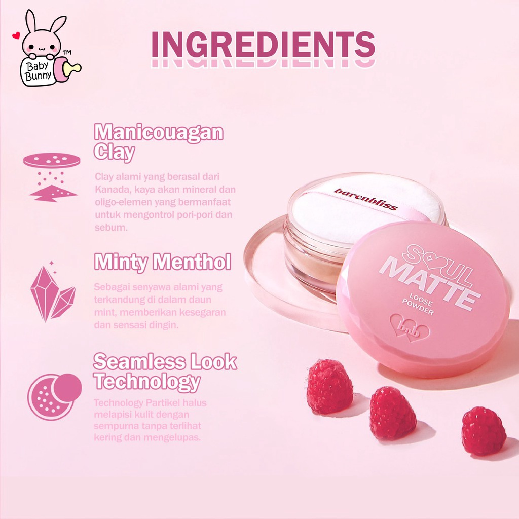 ❤ BELIA ❤ BNB barenbliss Soul-matte Loose Powder | Bedak Tabur (✔BPOM)