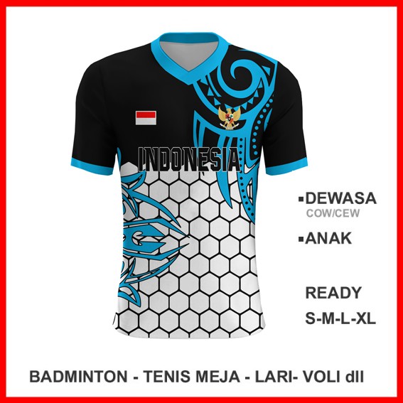 Baju Kaos Jersey Olahraga Badminton Pingpong Lari Volly 1745 - Jersey Custom Desain