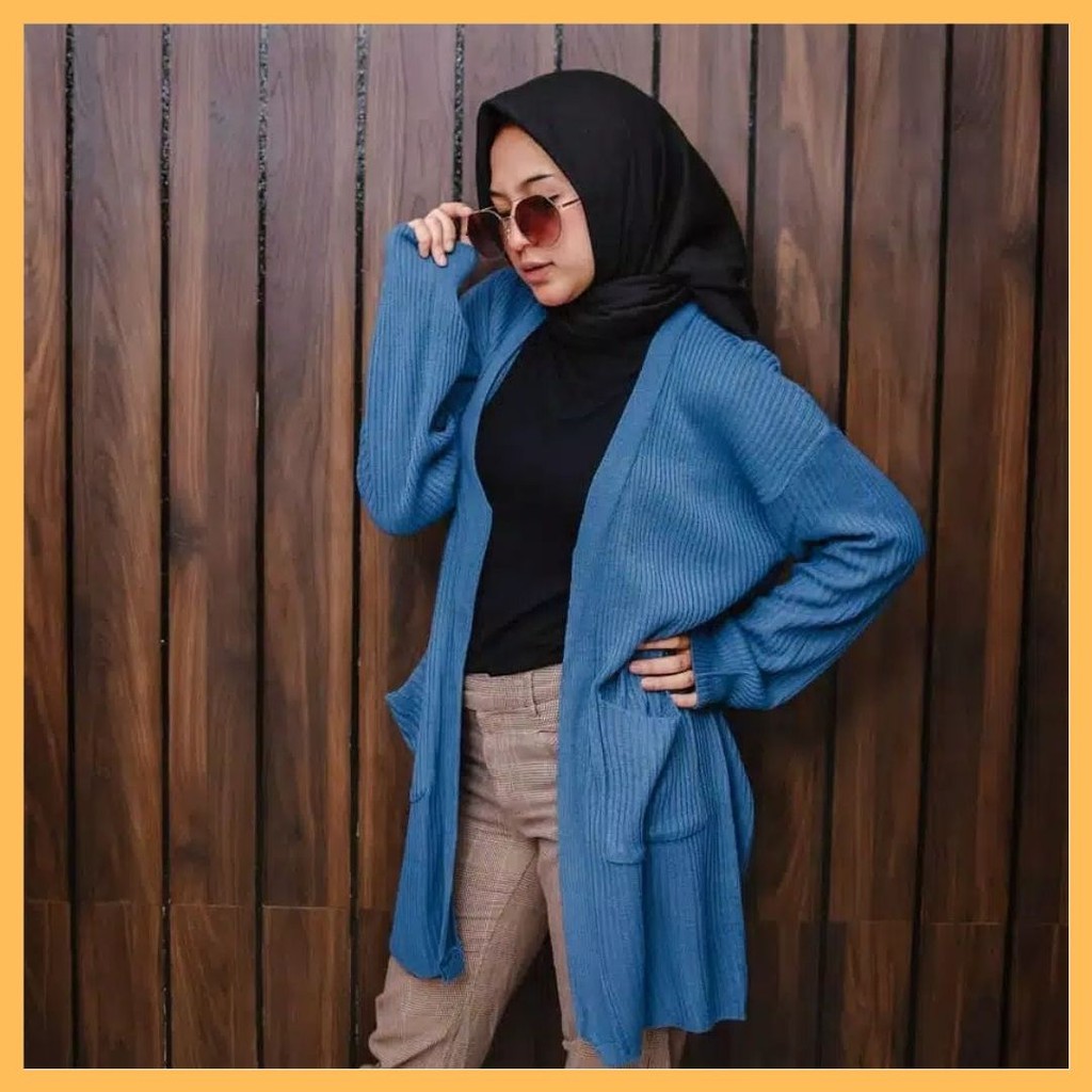 BELLE CARDIGAN OVERSIZE / LONG CARDY / CARDIGAN BELLE MURAH MERIAH / KARDIGAN OVERSIZE / LONG CARDY RAJUT / UPTODATE LONG KNIT / CARDY RAJUT-Denim