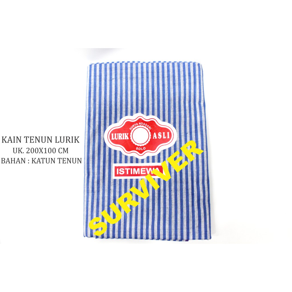 Kain Batik Tenun Lurik Khas Jogja Solo Motif Garis Biru tenun Original Halus