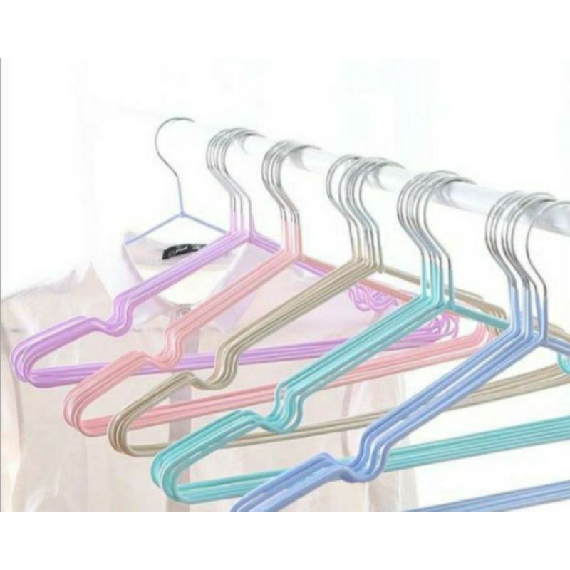 ( harga bijian ) hanger baju warna gantungan baju stainless coating lapis karet