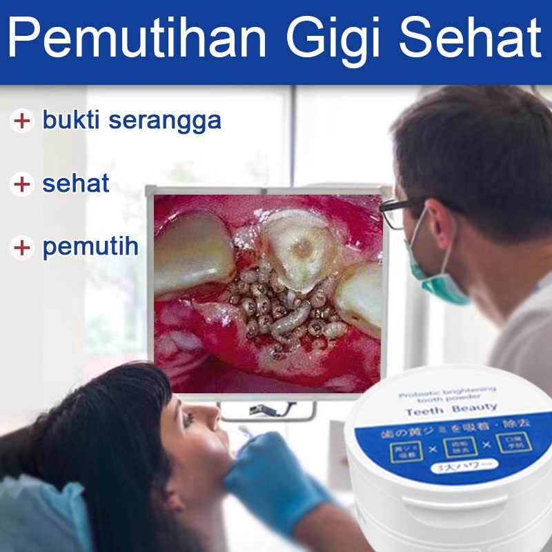 Pearl tooth powder Teeth whitening Pembersih gigi Bedak Pemutih Gigi Pasta gigi bubuk Pemutih gigi Penghapusan kotoran yang kuat Pembersih Gigi Kuning Penghilang Karang Kerak Gigi