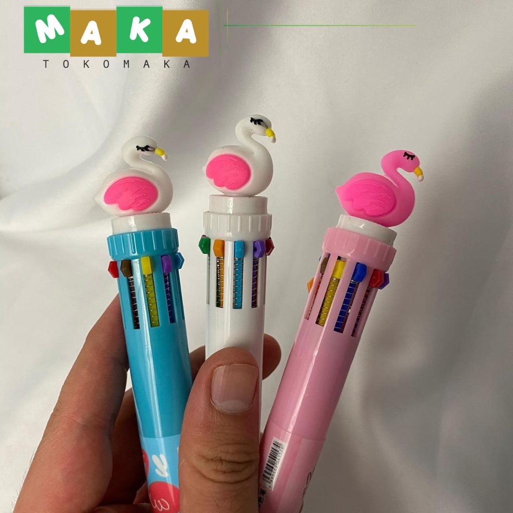 

Pulpen pen cetek mekanik 10 warna flamingo ballpoint pena unik perlengkapan sekolah alat tulis kantor sekolah ATK import lucu murah