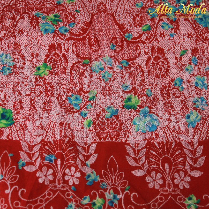 

Alta Moda Katun Voal Bordir Red Motif Floral Blue And White (1M)