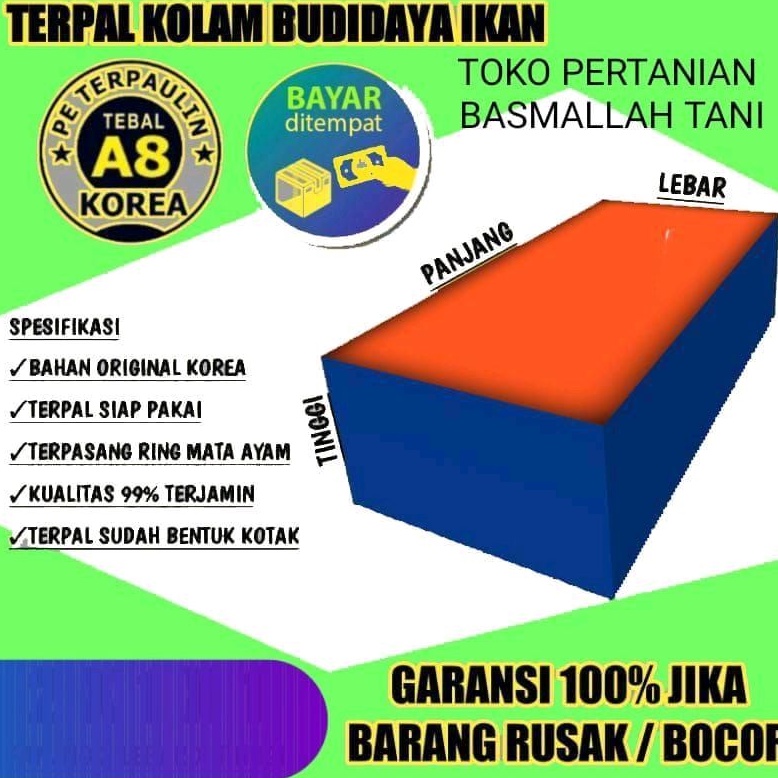 TERPAL KOLAM UKURAN 3X3XTINGGI 1,5 METER TYPE A8 DAN A12