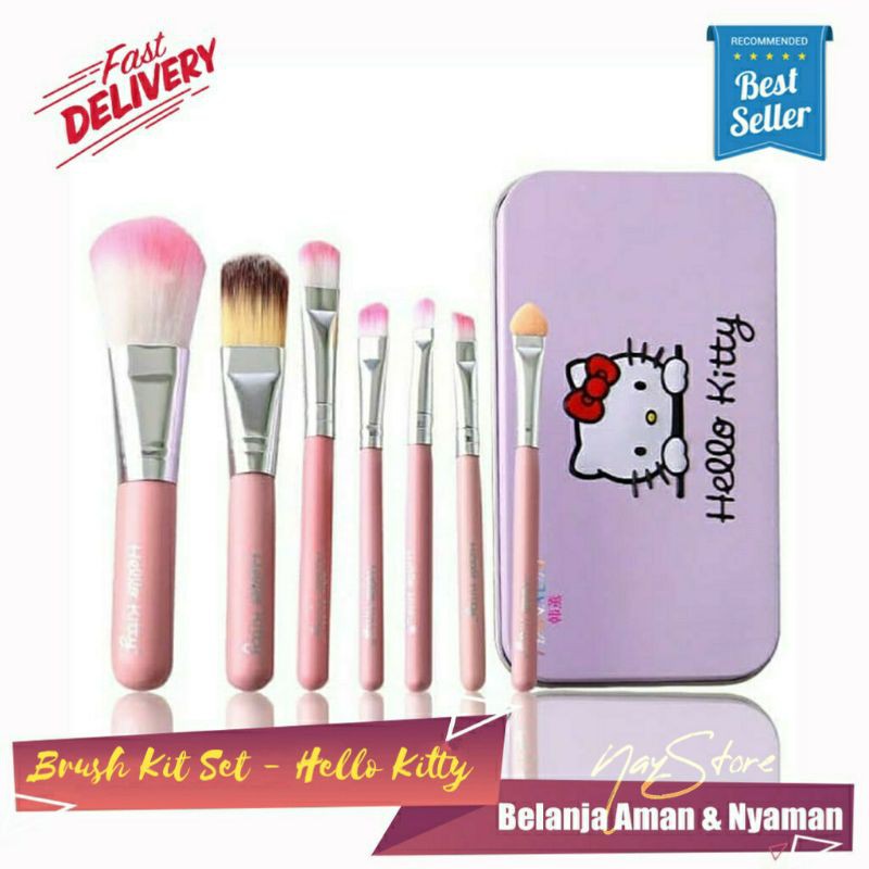 BRUSH MAKE UP SET 7 IN 1 - EDISI HELLO KITTY