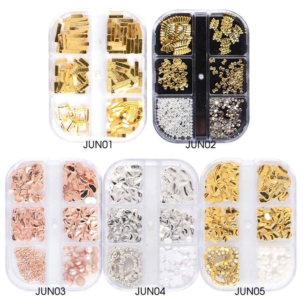 NEEDWAY Hiasan Nail Art Spesial Rose Gold Silver Mutiara Cakar Bor Manik 3D Aksesoris Logam