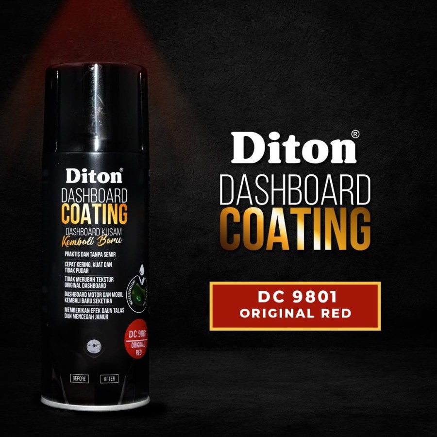 DITON PREMIUM DC 9801 DASHBOARD COATING RED Merah Cat Semprot Pylox Pilox