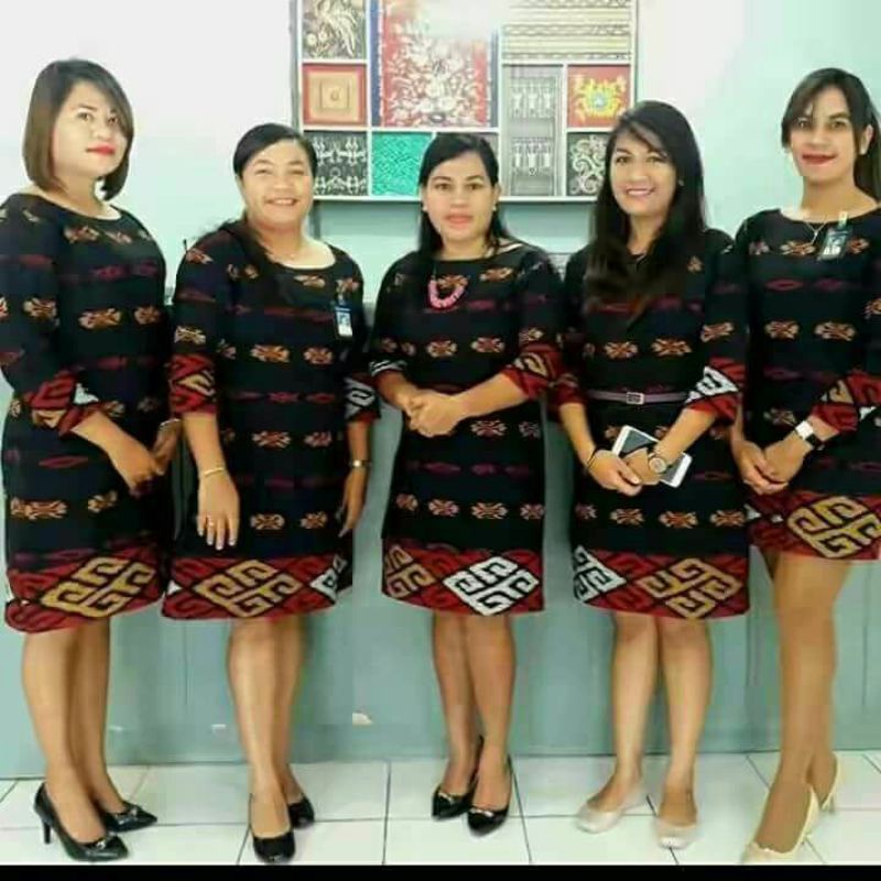 Dress tricod tenun jepara gradasi baju tenun bangsawan etnik DTB35