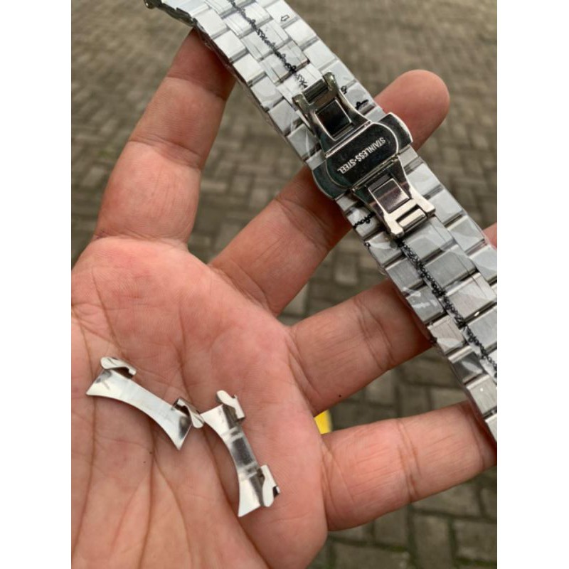 Strap Tali Jam Tangan rante rantai Original Stenlis teel silver kombi gold buckle