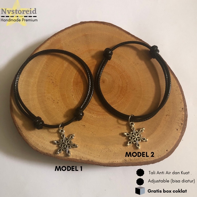 Gelang Liontin Salju Silver / Gelang Tali Pria Wanita Hits