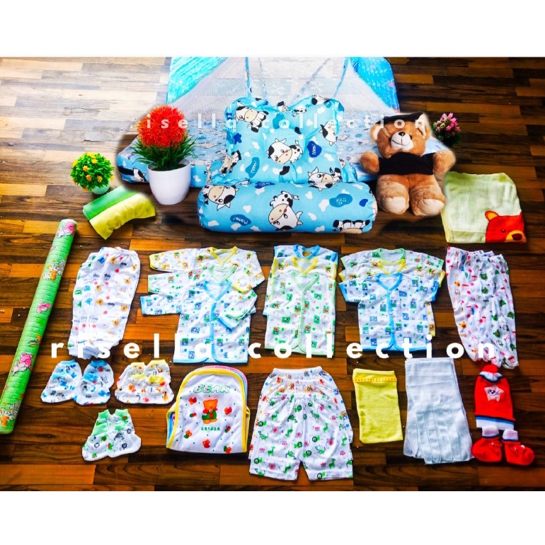 42 PCS Set Perlengkapan Bayi Newborn Hemat Lengkap dengan Kasur  Popok gurita waslap sarung tangan kaiki handuk bedong alas ompol topi bayi