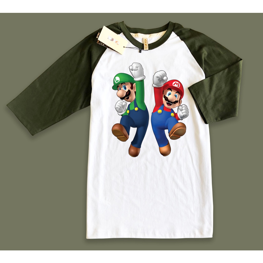 Kaos Raglan Super Mario Bros Mario and Luigi win